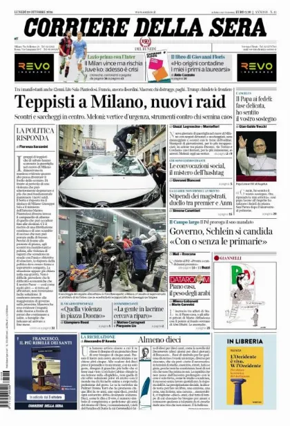 Prima pagina Corriere della Sera