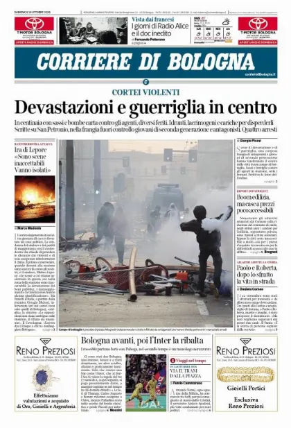 Prima pagina Corriere di Bologna