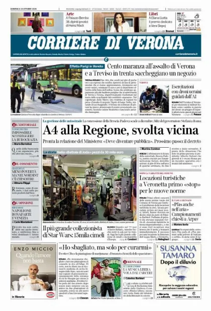 Prima pagina Corriere di Verona