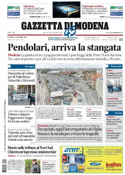 Prima pagina Gazzetta di Modena