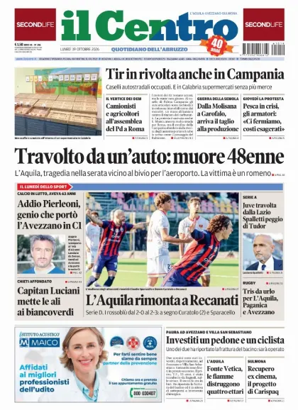Prima pagina Il Centro | L'Aquila
