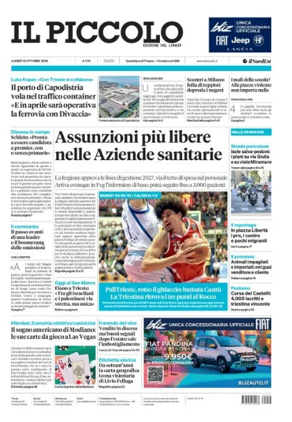 Prima pagina Il Piccolo | Trieste