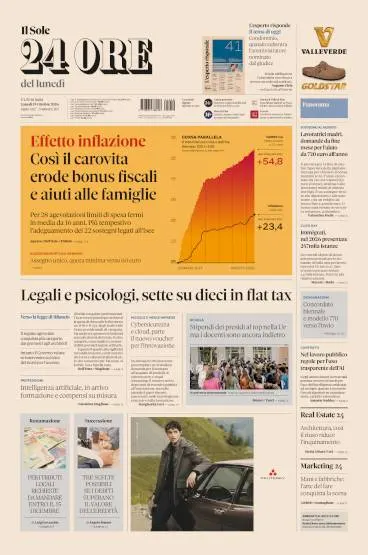 Prima pagina Il Sole 24 Ore