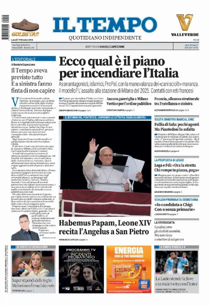Prima pagina Il Tempo