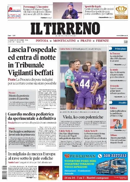 Prima pagina Il Tirreno