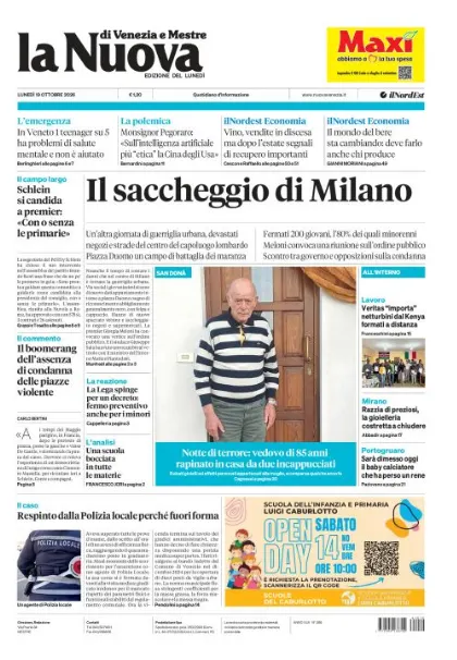 Prima pagina La Nuova di Venezia e Mestre | Venezia e Mestre