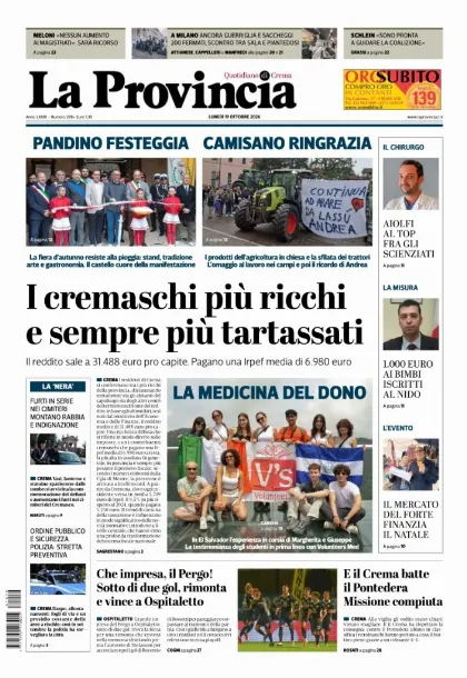 Prima pagina La Provincia | Crema
