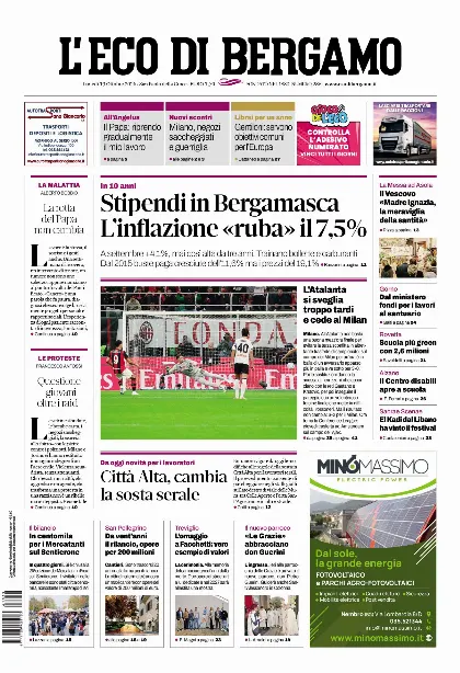 Prima pagina L'Eco di Bergamo
