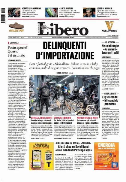 Prima pagina Libero