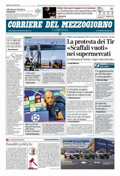Prima pagina Corriere del Mezzogiorno | Campania
