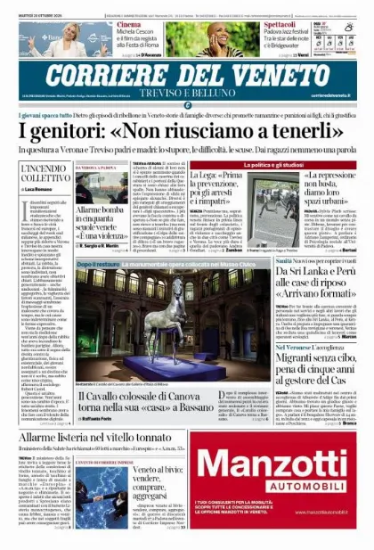 Prima pagina Corriere del Veneto | Treviso e Belluno