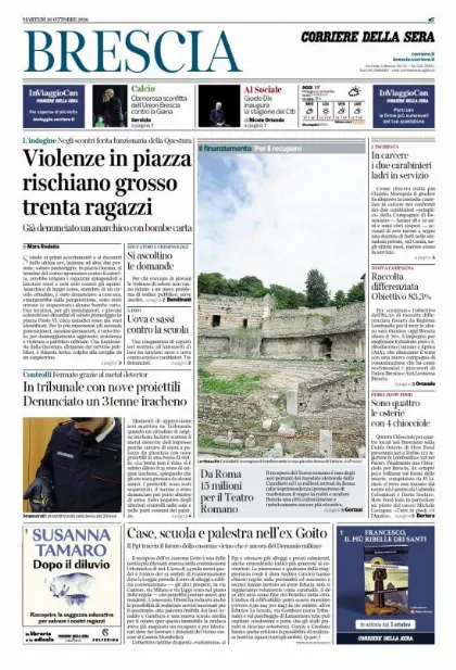Prima pagina Corriere della Sera | Brescia