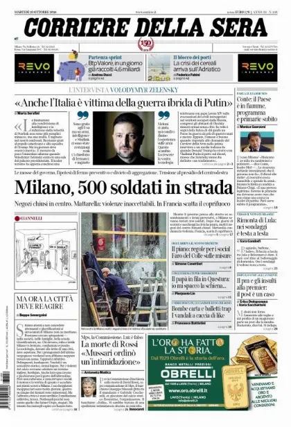 Prima pagina Corriere della Sera