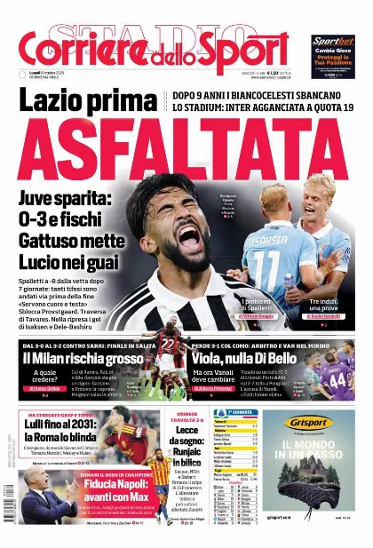 Prima pagina Corriere dello Sport - Stadio