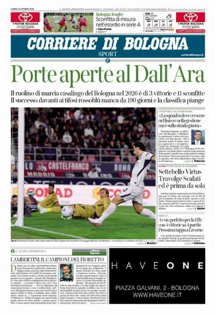 Prima pagina Corriere di Bologna