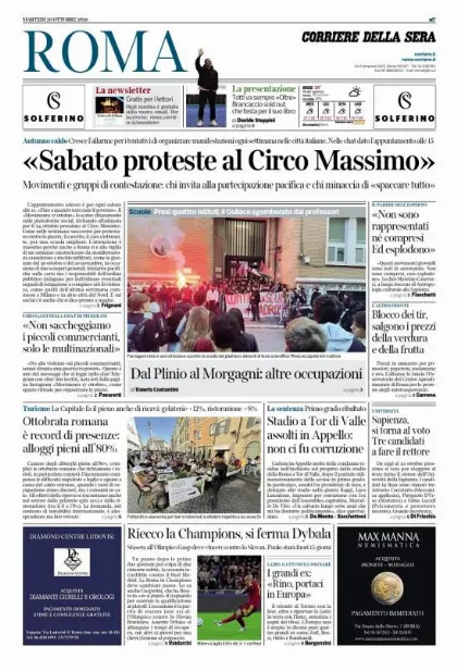 Prima pagina Corriere della Sera | Roma