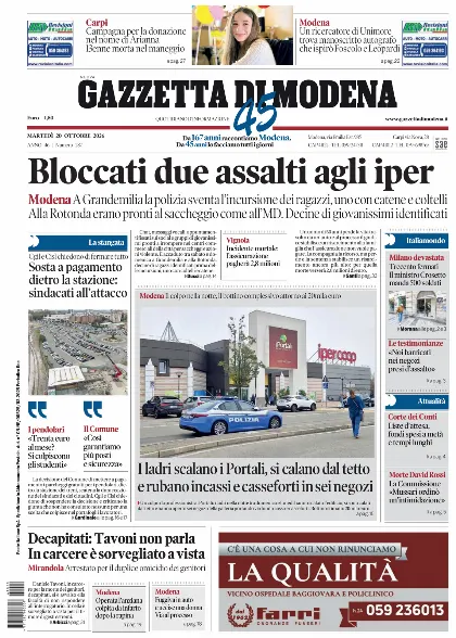 Prima pagina Gazzetta di Modena