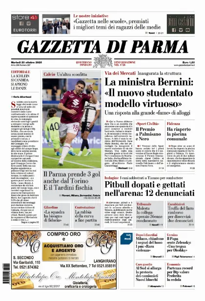 Prima pagina Gazzetta di Parma