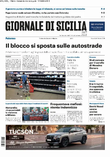 Prima pagina Giornale di Sicilia