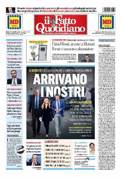 Prima pagina Il Fatto Quotidiano