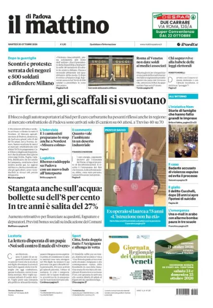 Prima pagina Il Mattino di Padova | Padova