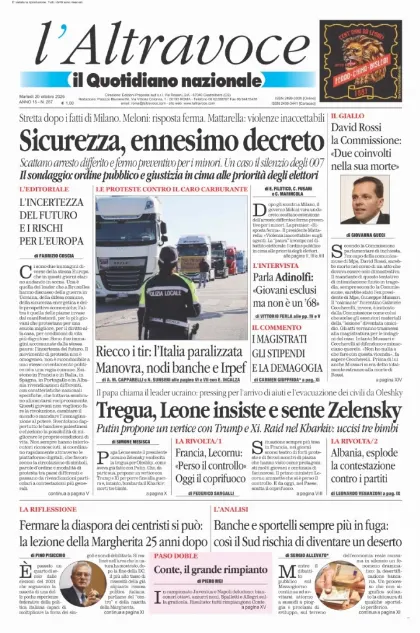 Prima pagina Il Quotidiano del Sud | L'Altravoce