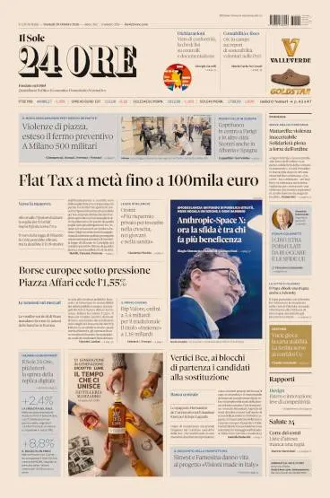 Prima pagina Il Sole 24 Ore