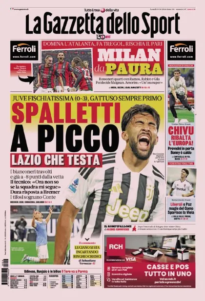 Prima pagina La Gazzetta dello Sport
