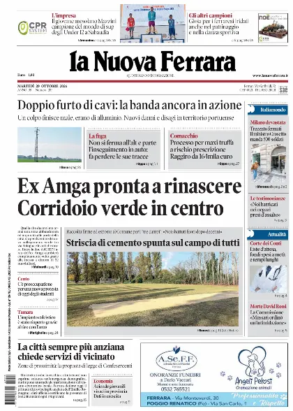 Prima pagina La Nuova Ferrara