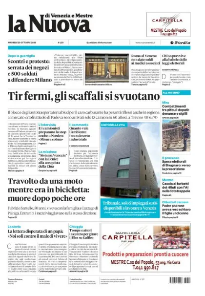 Prima pagina La Nuova di Venezia e Mestre | Venezia e Mestre