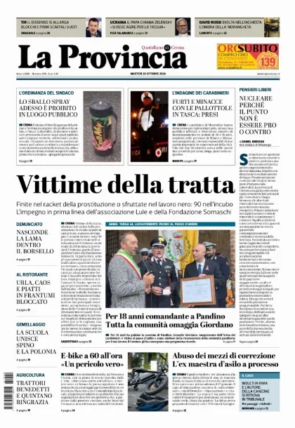 Prima pagina La Provincia | Crema