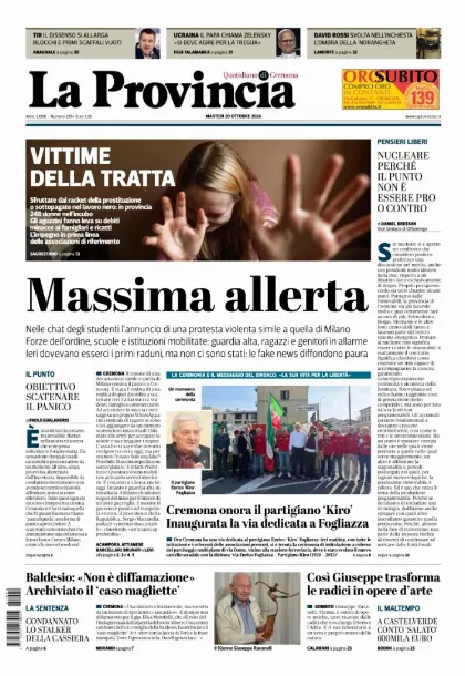 Prima pagina La Provincia