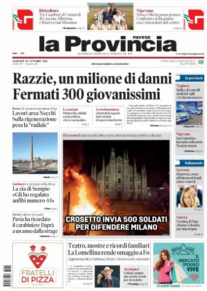 Prima pagina La Provincia Pavese