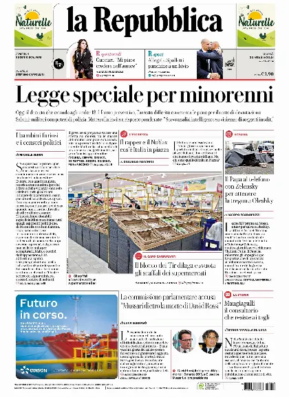 Prima pagina la Repubblica