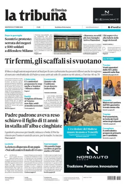 Prima pagina La Tribuna di Treviso | Treviso
