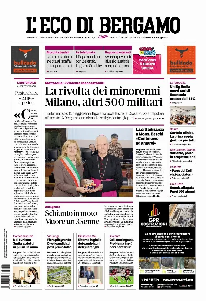 Prima pagina L'Eco di Bergamo