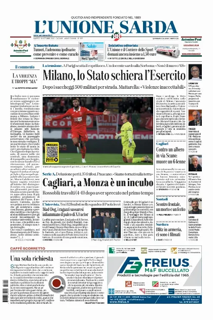 Prima pagina L Unione Sarda