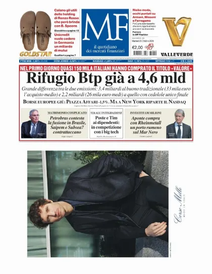 Prima pagina MF Milano Finanza