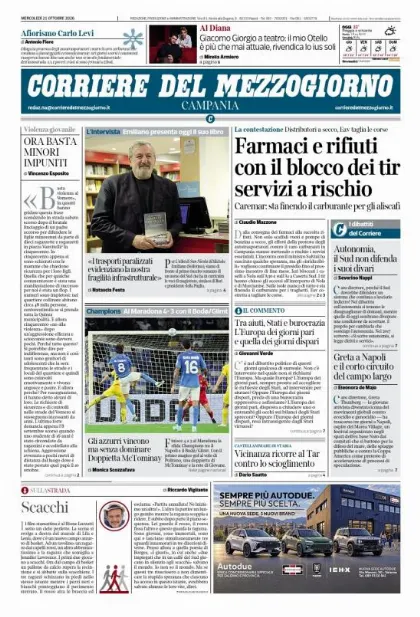 Prima pagina Corriere del Mezzogiorno | Campania