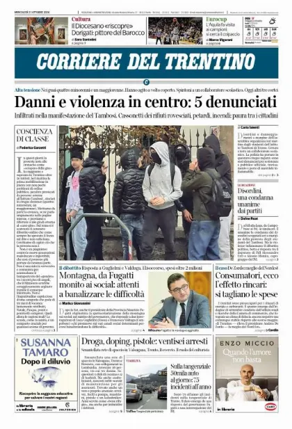 Prima pagina Corriere del Trentino
