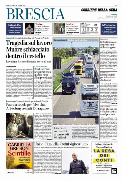 Prima pagina Corriere della Sera | Brescia