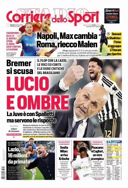 Prima pagina Corriere dello Sport - Stadio