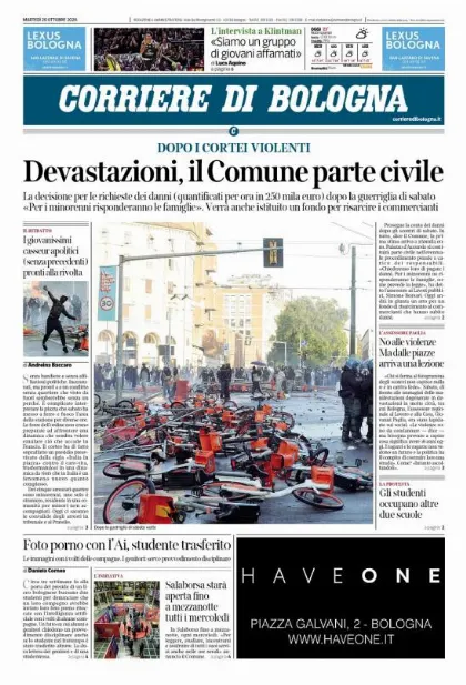 Prima pagina Corriere di Bologna
