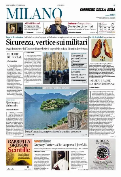 Prima pagina Corriere della Sera | Milano