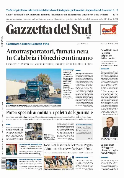 Prima pagina Gazzetta del Sud | Catanzaro