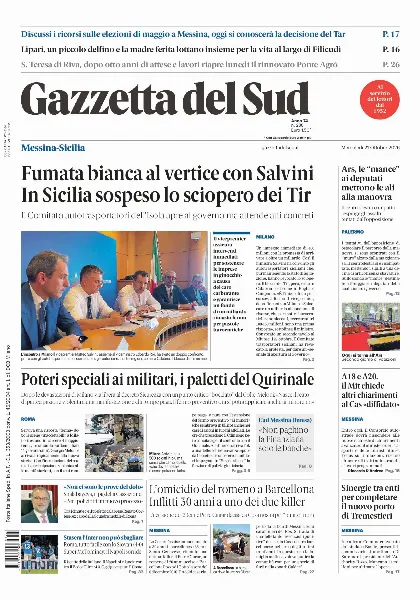 Prima pagina Gazzetta del Sud