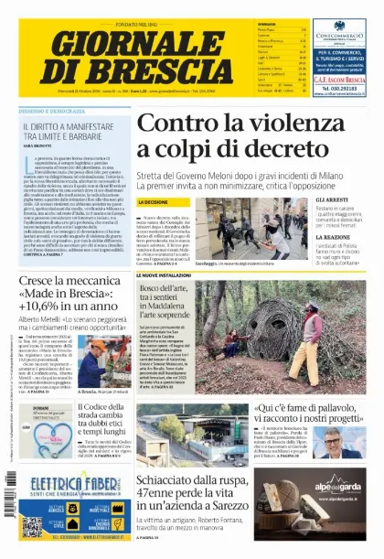 Prima pagina Giornale di Brescia