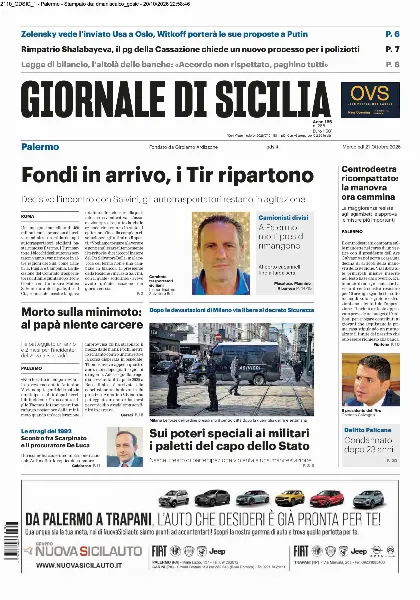 Prima pagina Giornale di Sicilia