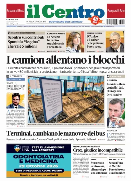 Prima pagina Il Centro | Pescara