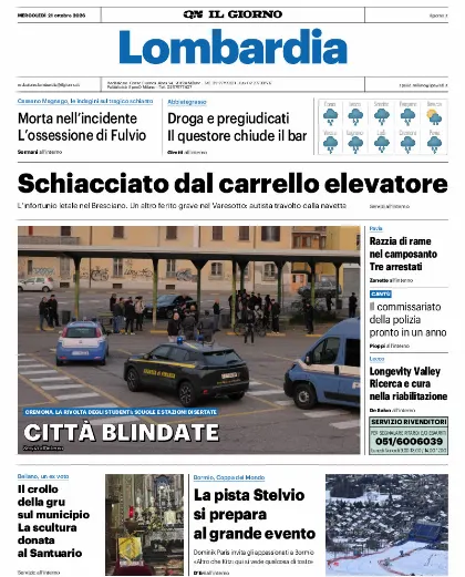 Prima pagina Il Giorno